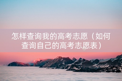 怎样查询我的高考志愿（如何查询自己的高考志愿表）