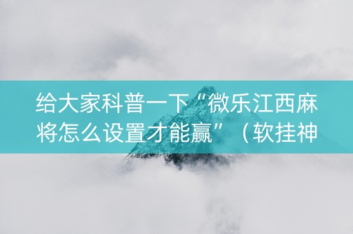 给大家科普一下“微乐江西麻将怎么设置才能赢”（软挂神器)