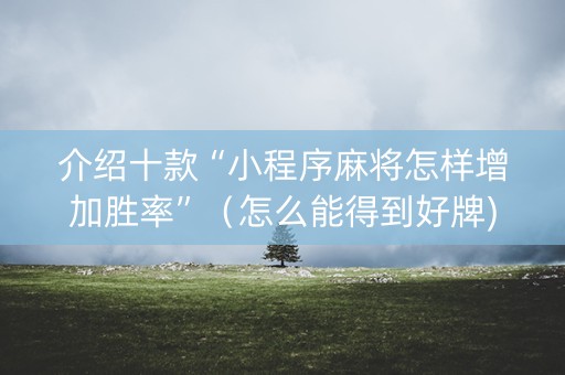 介绍十款“小程序麻将怎样增加胜率”（怎么能得到好牌)