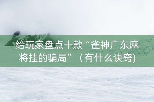 给玩家盘点十款“雀神广东麻将挂的骗局”（有什么诀窍)