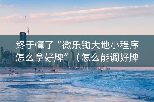 终于懂了“微乐锄大地小程序怎么拿好牌”（怎么能调好牌)