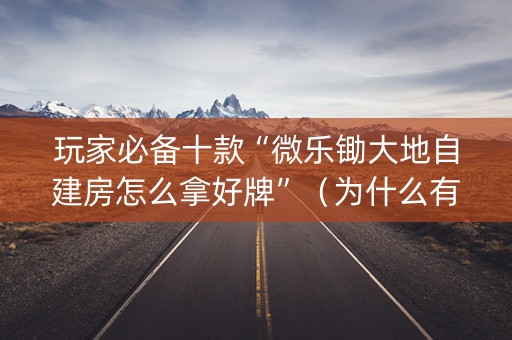 玩家必备十款“微乐锄大地自建房怎么拿好牌”（为什么有人一直赢)