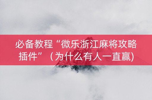 必备教程“微乐浙江麻将攻略插件”（为什么有人一直赢)