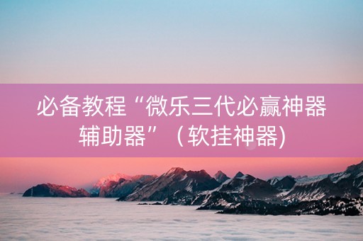 必备教程“微乐三代必赢神器辅助器”（软挂神器)