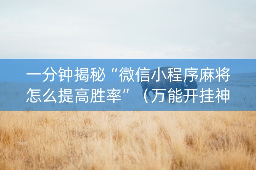 一分钟揭秘“微信小程序麻将怎么提高胜率”（万能开挂神器)