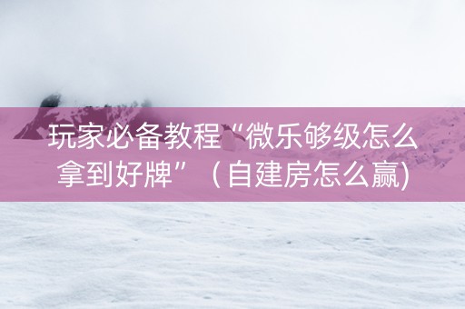 玩家必备教程“微乐够级怎么拿到好牌”（自建房怎么赢)
