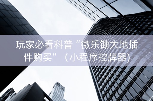 玩家必看科普“微乐锄大地插件购买”（小程序控牌器)