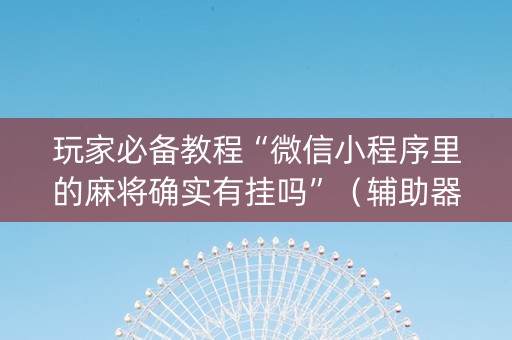 玩家必备教程“微信小程序里的麻将确实有挂吗”（辅助器通用版)