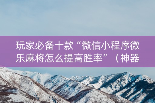 玩家必备十款“微信小程序微乐麻将怎么提高胜率”（神器通用版)
