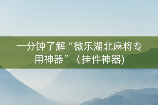 一分钟了解“微乐湖北麻将专用神器”（挂件神器)
