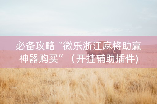 必备攻略“微乐浙江麻将助赢神器购买”（开挂辅助插件)