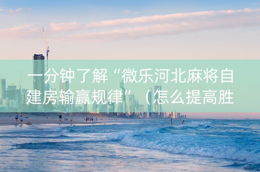 一分钟了解“微乐河北麻将自建房输赢规律”（怎么提高胜率)