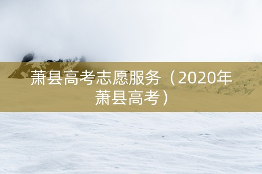 萧县高考志愿服务（2020年萧县高考）