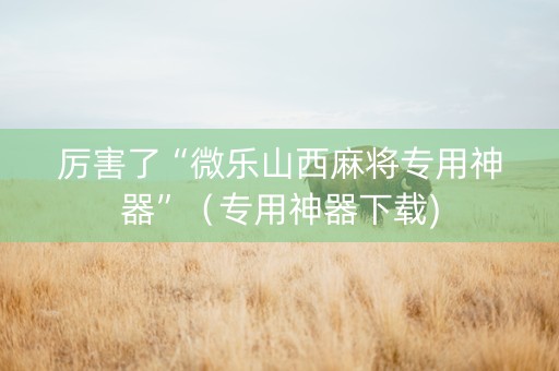 厉害了“微乐山西麻将专用神器”（专用神器下载)