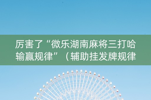 厉害了“微乐湖南麻将三打哈输赢规律”（辅助挂发牌规律)