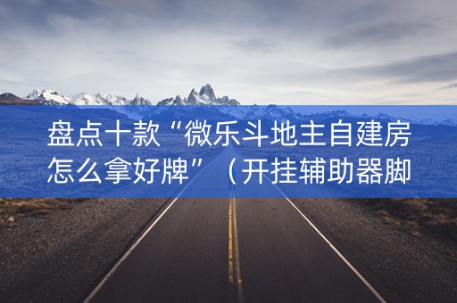 盘点十款“微乐斗地主自建房怎么拿好牌”（开挂辅助器脚本)
