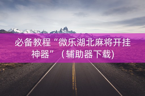 必备教程“微乐湖北麻将开挂神器”（辅助器下载)