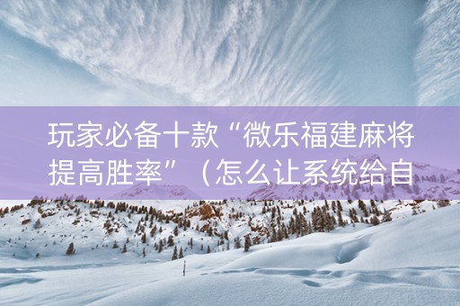 玩家必备十款“微乐福建麻将提高胜率”（怎么让系统给自己好牌)