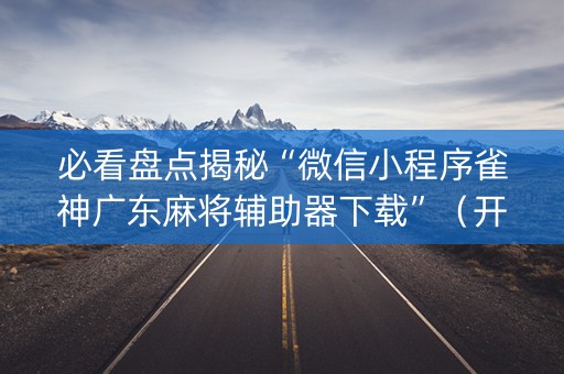 必看盘点揭秘“微信小程序雀神广东麻将辅助器下载”（开挂辅助插件)