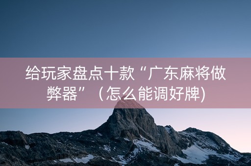 给玩家盘点十款“广东麻将做弊器”（怎么能调好牌)