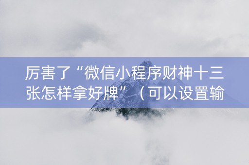 厉害了“微信小程序财神十三张怎样拿好牌”（可以设置输赢吗)