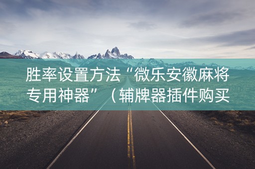 胜率设置方法“微乐安徽麻将专用神器”（辅牌器插件购买)