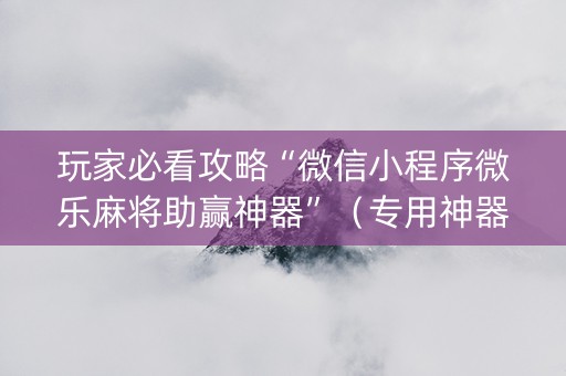 玩家必看攻略“微信小程序微乐麻将助赢神器”（专用神器)