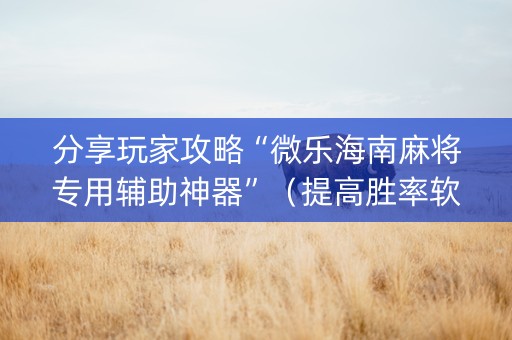 分享玩家攻略“微乐海南麻将专用辅助神器”（提高胜率软件)