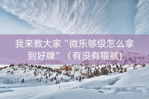 我来教大家“微乐够级怎么拿到好牌”（有没有猫腻)