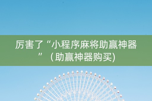 厉害了“小程序麻将助赢神器”（助赢神器购买)