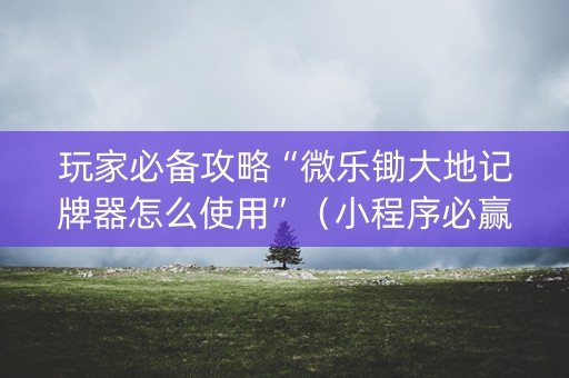 玩家必备攻略“微乐锄大地记牌器怎么使用”（小程序必赢神器)