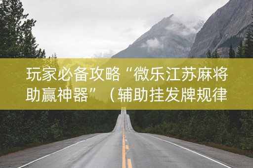玩家必备攻略“微乐江苏麻将助赢神器”（辅助挂发牌规律)