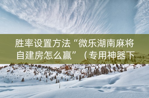 胜率设置方法“微乐湖南麻将自建房怎么赢”（专用神器下载)