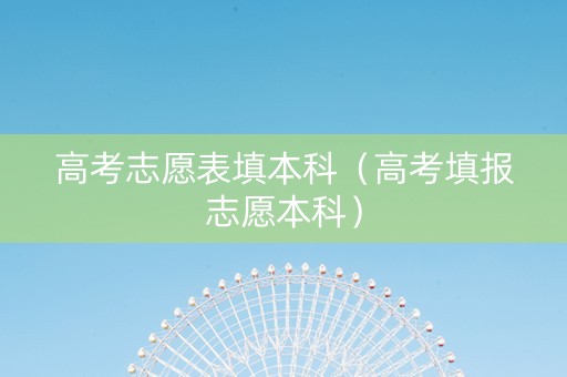 高考志愿表填本科（高考填报志愿本科）
