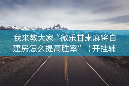 我来教大家“微乐甘肃麻将自建房怎么提高胜率”（开挂辅助插件)