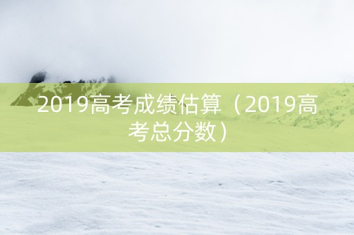 2019高考成绩估算（2019高考总分数）