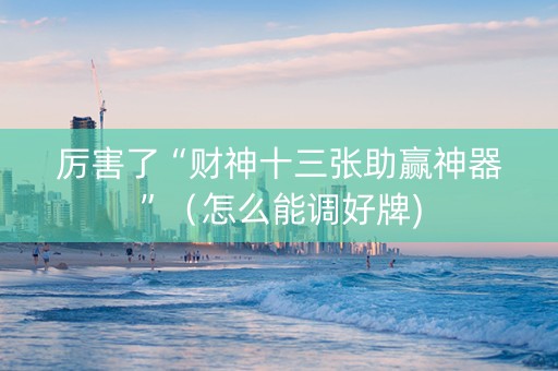 厉害了“财神十三张助赢神器”（怎么能调好牌)