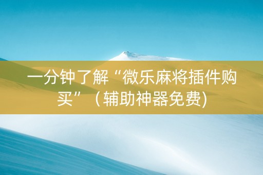 一分钟了解“微乐麻将插件购买”（辅助神器免费)