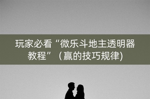玩家必看“微乐斗地主透明器教程”（赢的技巧规律)