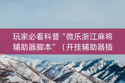 玩家必看科普“微乐浙江麻将辅助器脚本”（开挂辅助器插件)