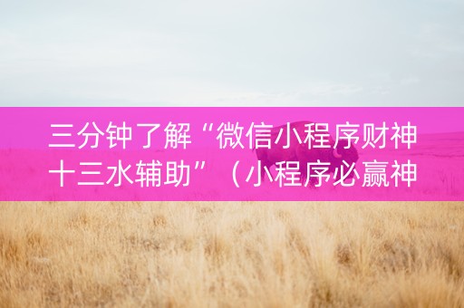 三分钟了解“微信小程序财神十三水辅助”（小程序必赢神器)