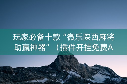 玩家必备十款“微乐陕西麻将助赢神器”（插件开挂免费AI)