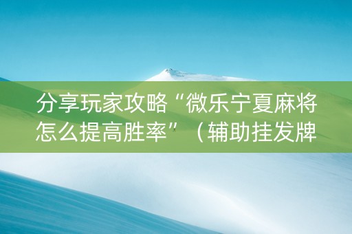 分享玩家攻略“微乐宁夏麻将怎么提高胜率”（辅助挂发牌规律)