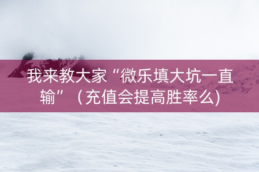我来教大家“微乐填大坑一直输”（充值会提高胜率么)