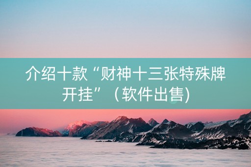 介绍十款“财神十三张特殊牌开挂”（软件出售)
