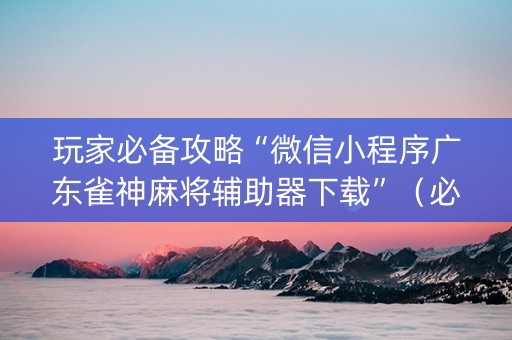 玩家必备攻略“微信小程序广东雀神麻将辅助器下载”（必赢神器辅助器)