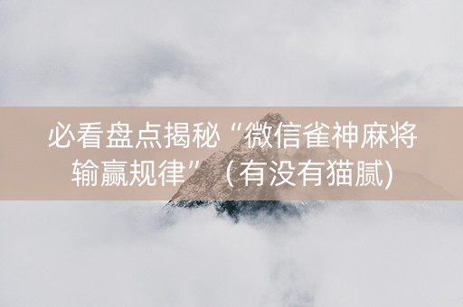 必看盘点揭秘“微信雀神麻将输赢规律”（有没有猫腻)