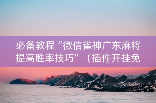 必备教程“微信雀神广东麻将提高胜率技巧”（插件开挂免费AI)
