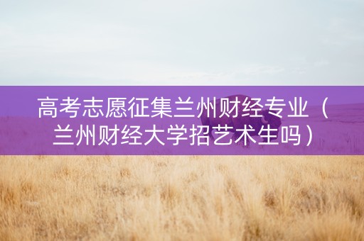 高考志愿征集兰州财经专业（兰州财经大学招艺术生吗）
