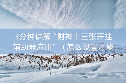 3分钟讲解“财神十三张开挂辅助器应用”（怎么设置才能赢)